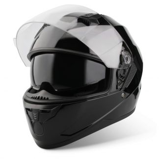 Vinz Kennet zwart integraalhelm scooterhelm motorhelm Zonnevizier vooraanzicht open vizier